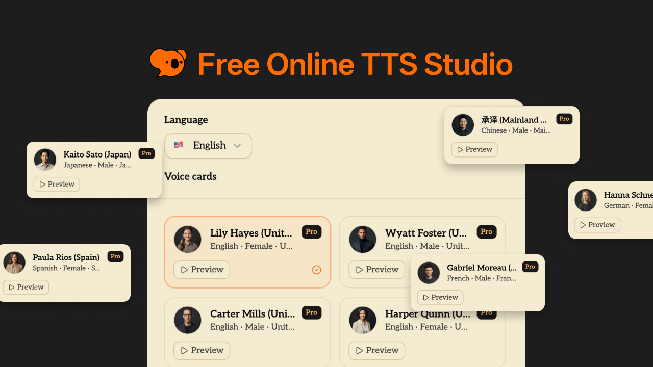 Vista previa de Speakoala Online TTS